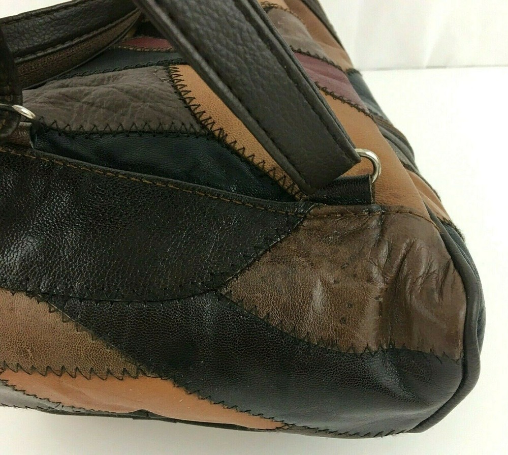 Peru Machu Picchu Leather Patch Work Adjustable Straps Backpack Purse