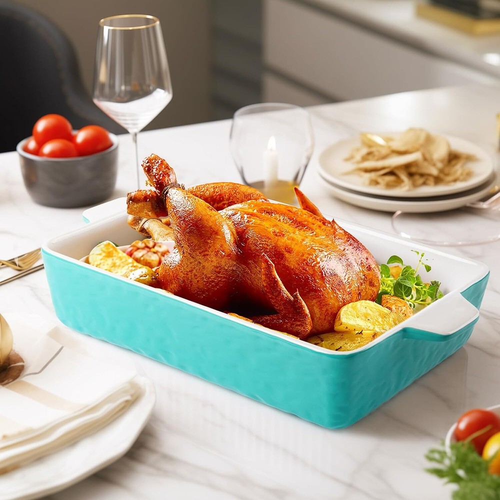 Baking Dish, Rectangular Casserole Dish for Oven, Lasagna Pan Deep Aquamarine