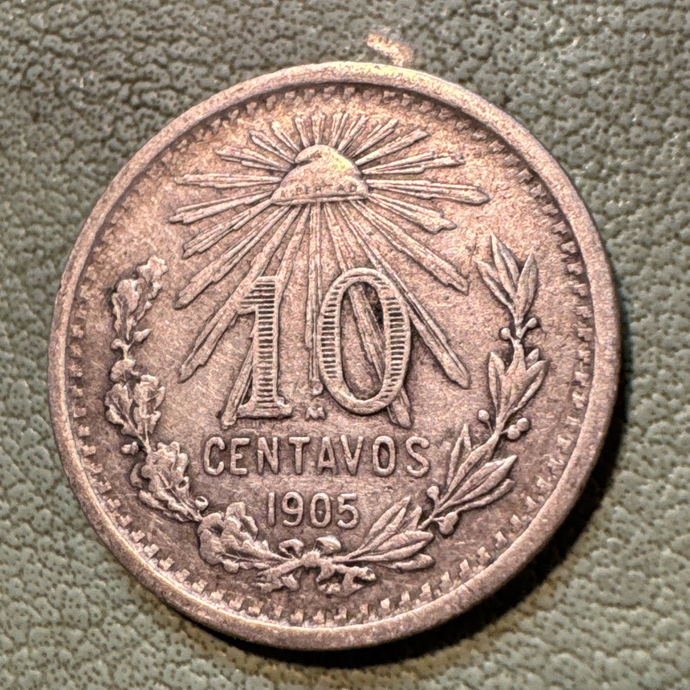 Mexico - 1905 Silver 10 Centavos Eagle Snake Reverse Nice