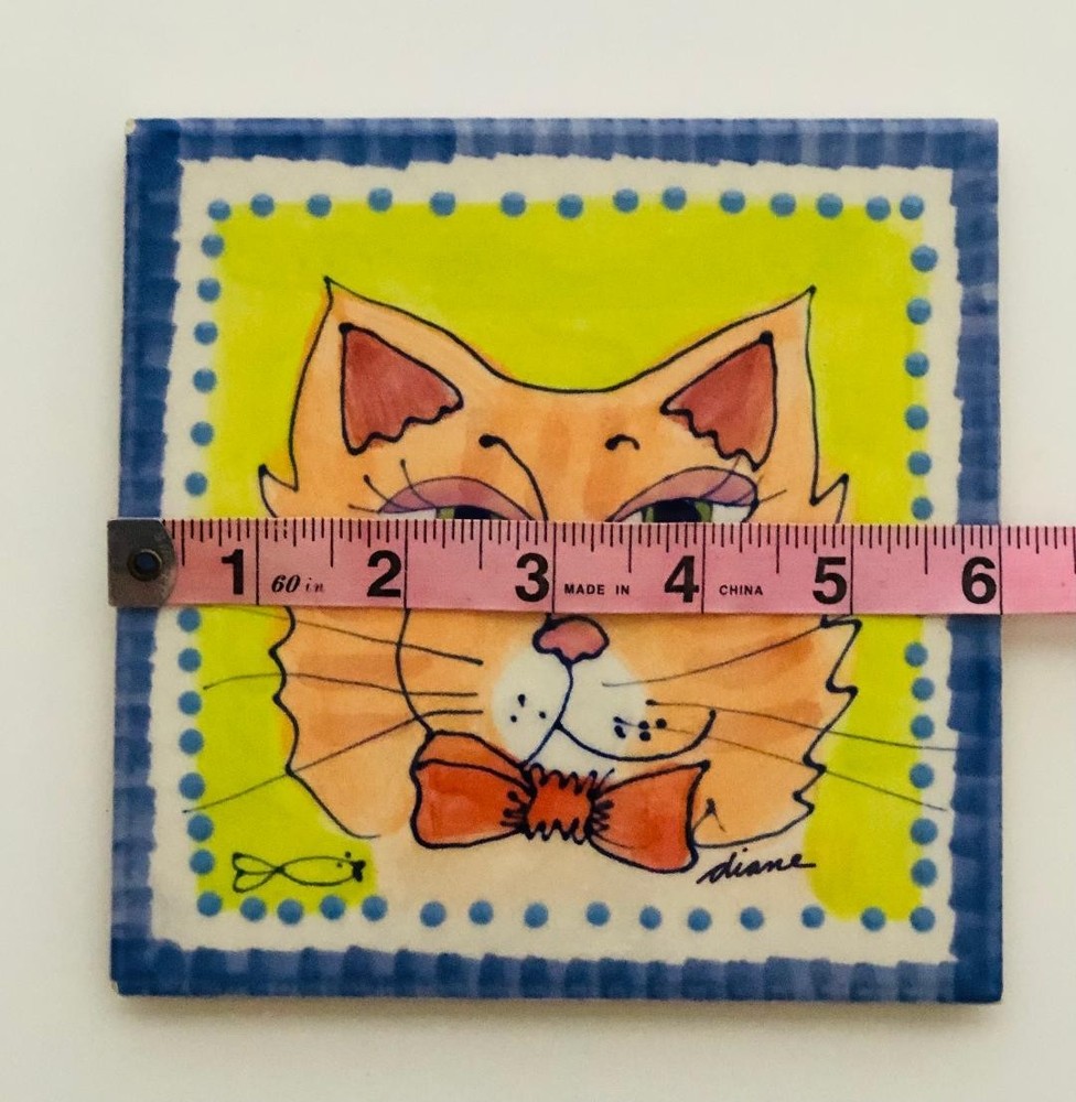 DIANE ARTWARE Wall Tile / Trivet "Cat" 6x6
