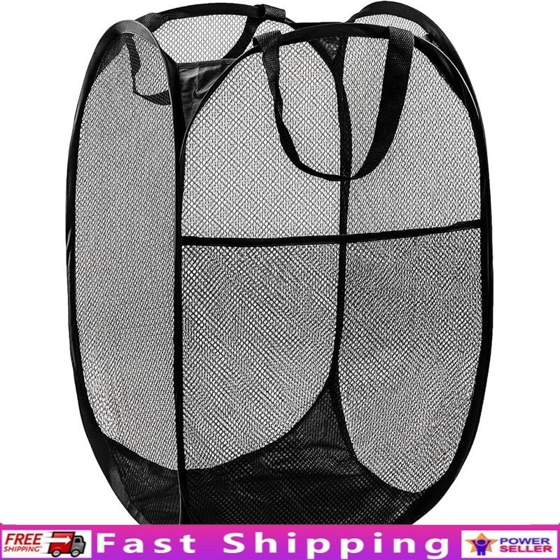Pop Up Mesh Laundry Hamper Space Saving Lightweight Large Capacity W/ Handles US