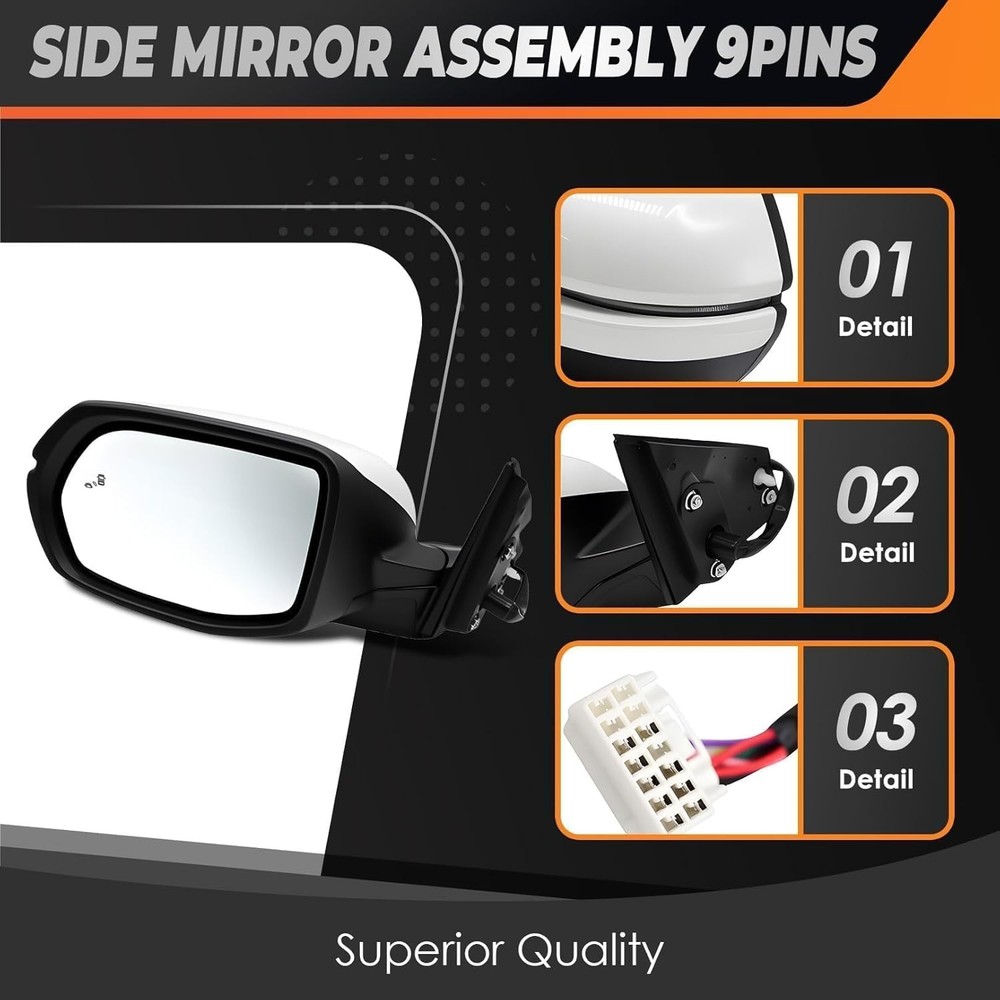Left Driver Side Mirror Assembly Compatible with CR-V 2017 2018 2019 2020 2021 2