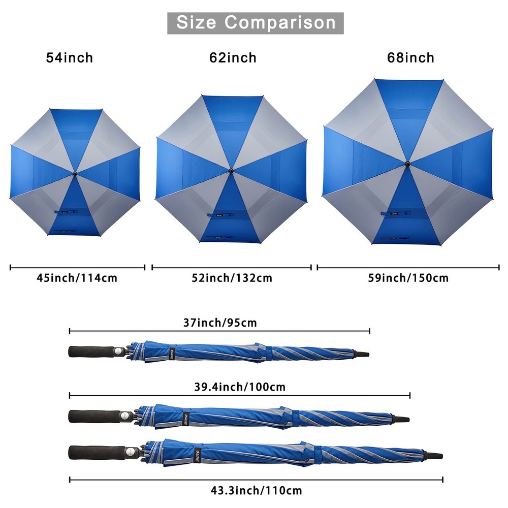 G4Free 62" Automatic Open Golf Umbrella, Oversize Double Canopy Windproof Vent