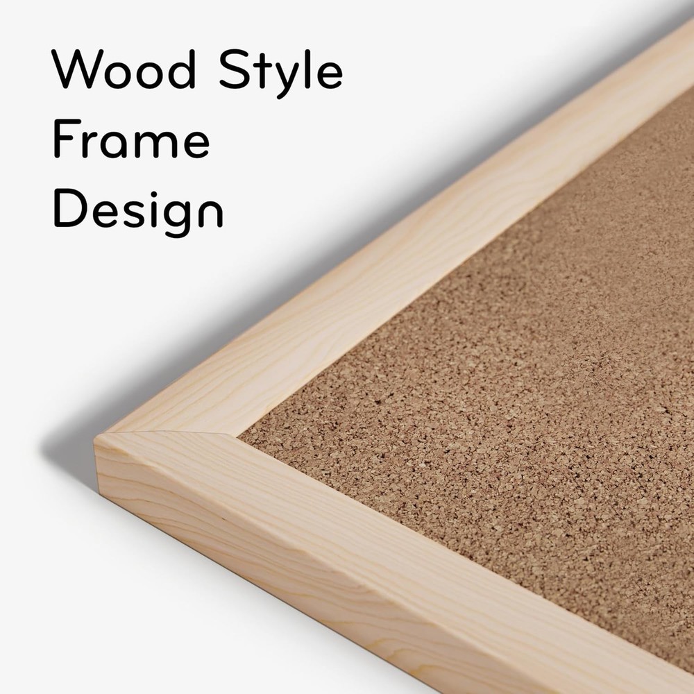 Versatile 18" x 24" Cork Board with Light Birch Frame - Easy to Mount & Organize