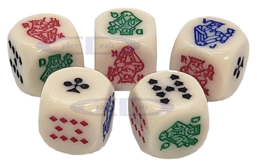(25) 16mm Poker Dice Ivory Tone Rounded Corners Bundle New