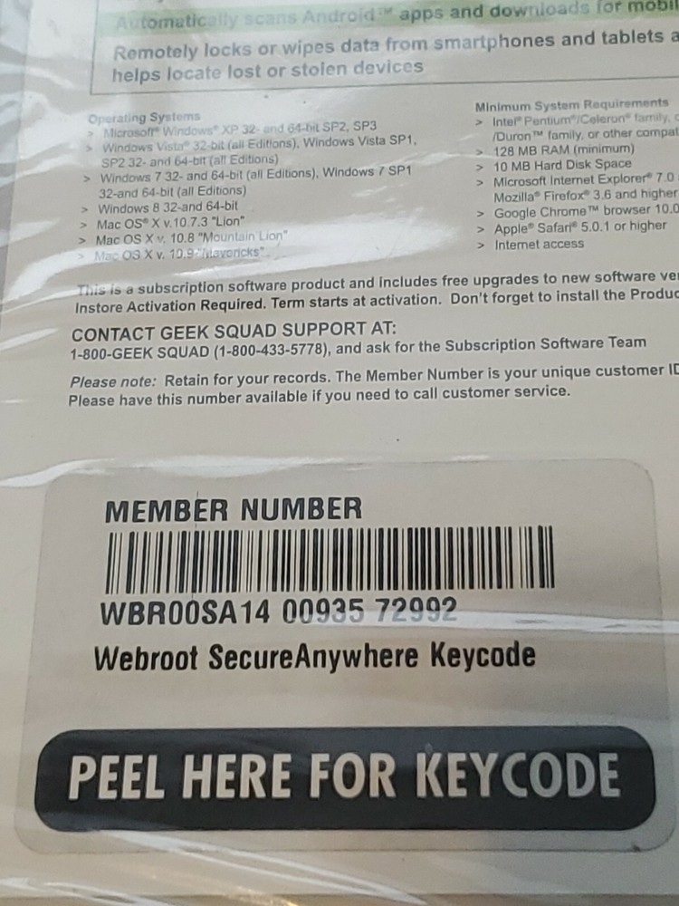 Webroot Secure Anywhere Internet Security Plus (3 Devices) PC MAC Mobile Win