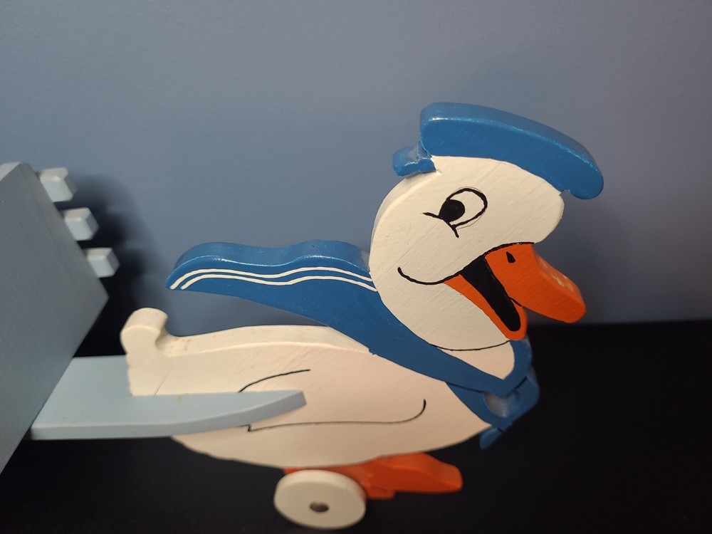 Vintage Duck Wooden l Pull Toy Easter Candy Container
