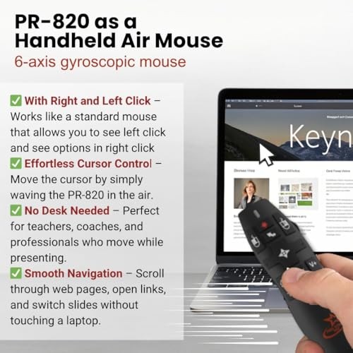 PR-820 Presentation Clicker for Mac – Smartboard Remote PowerPoint Clicker