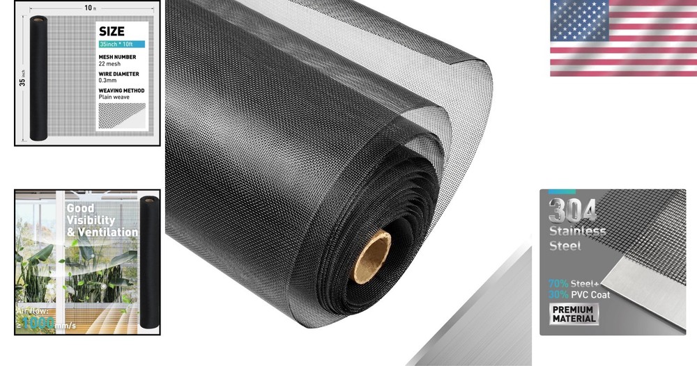 Black Stainless Steel Mesh Window Screen Roll