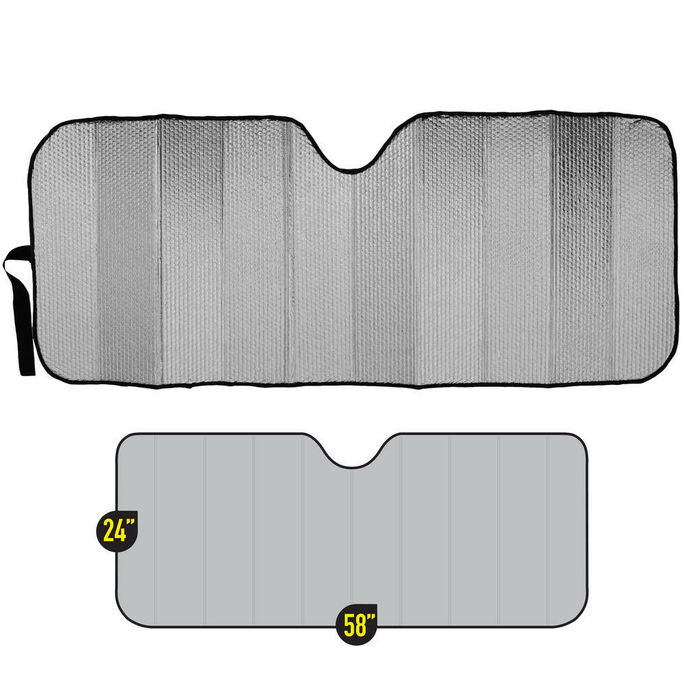 Windshield Reversible Shade Standard Auto Sunshade Foldable Metallic Black