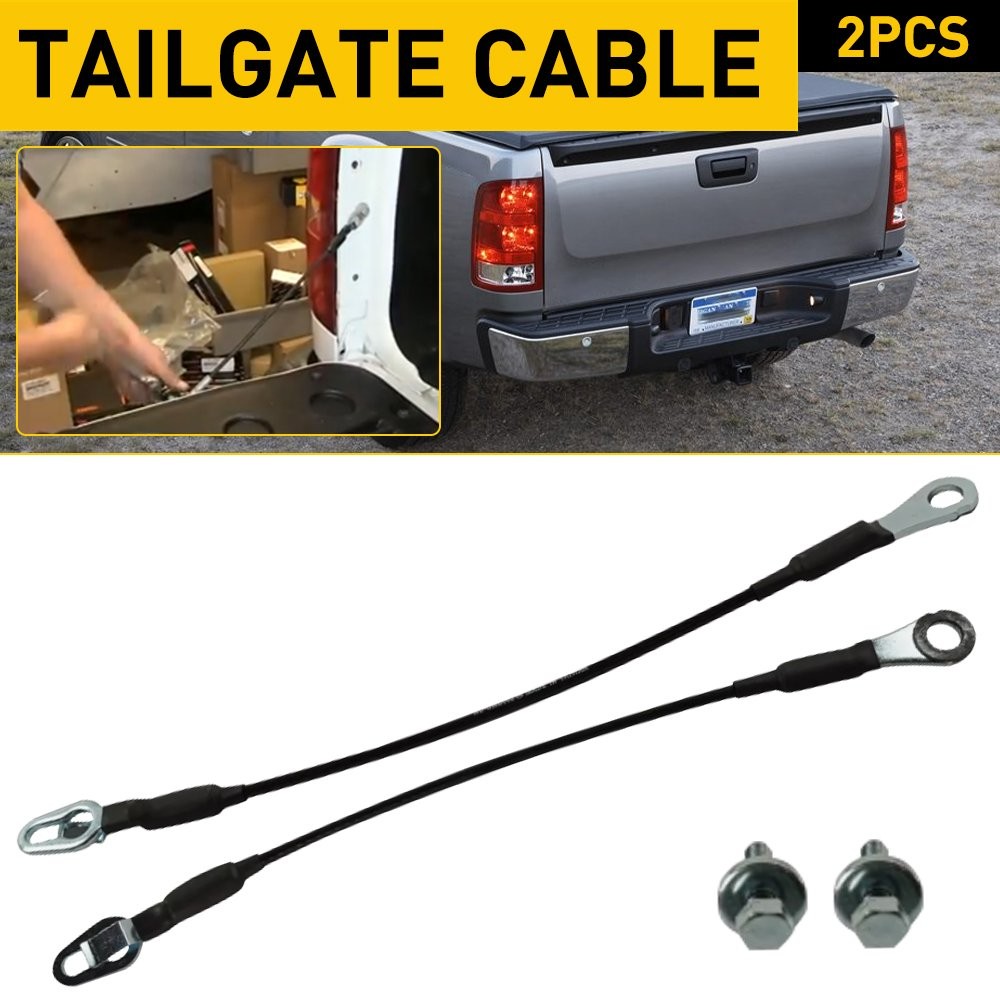 Pair Rear Tailgate Tail Gate Support Cable Strap For 07-16 Chevrolet Silverado