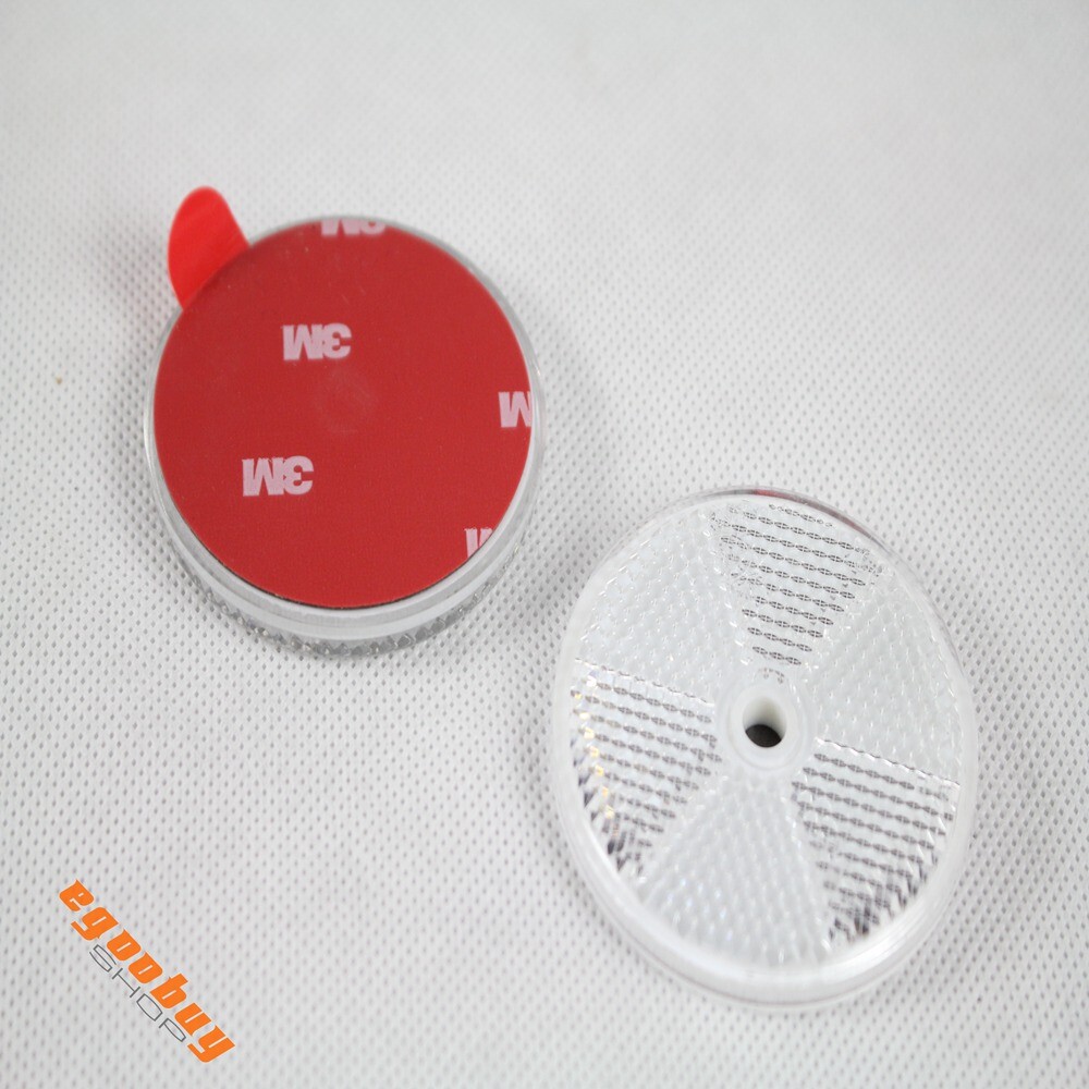 2pcs PMMA Plastic Motorcycle White Reflective Stick-on Warning Stickers ECE/SAE