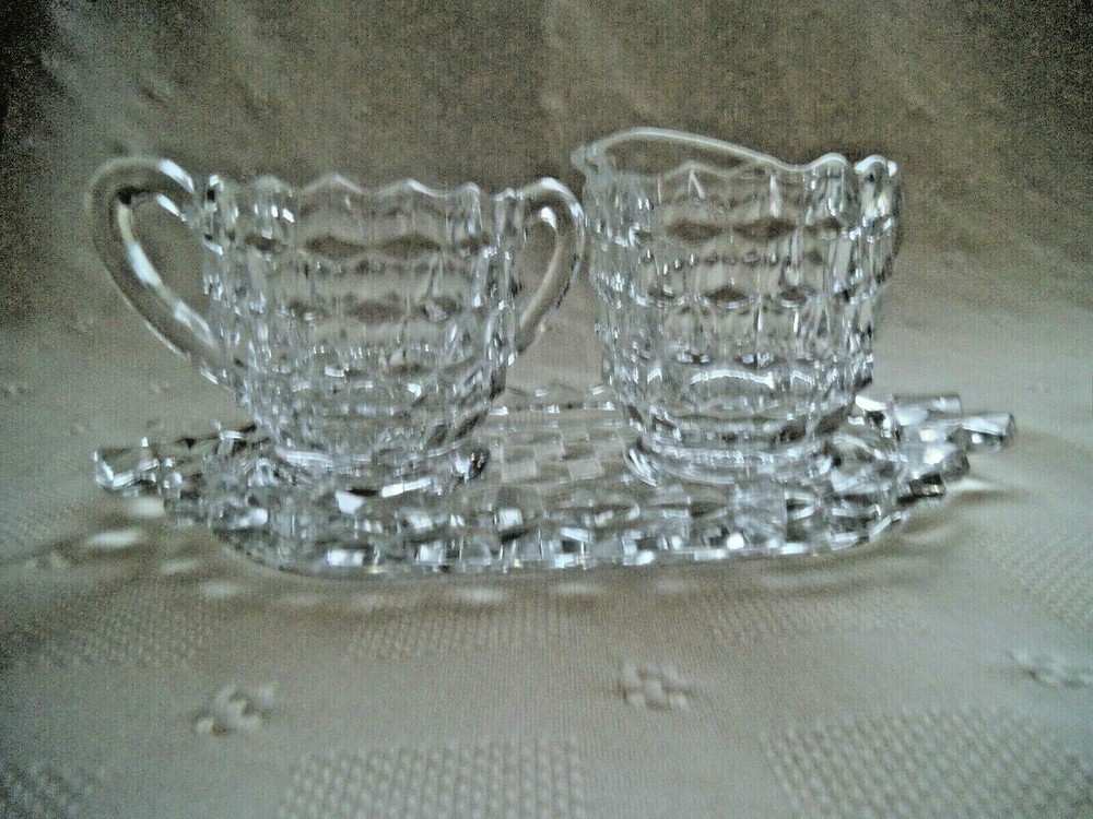 VTG ~ AMERICAN CLEAR CREAMER, SUGAR & TRAY ~ EUC