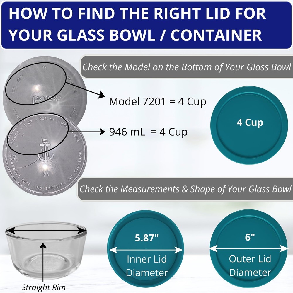 KlareWare Replacement Lids for - 4 Cup Storage Bowl Covers BPA Free Plastic