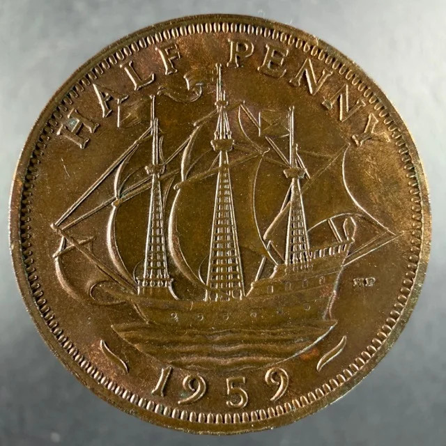 1959 Great Britain Half Penny Choice Example Elizabeth II Bronze