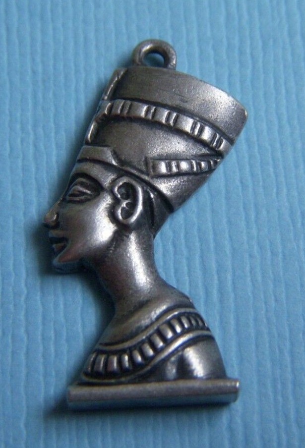 Vintage Nefertiti Egypt silver charm