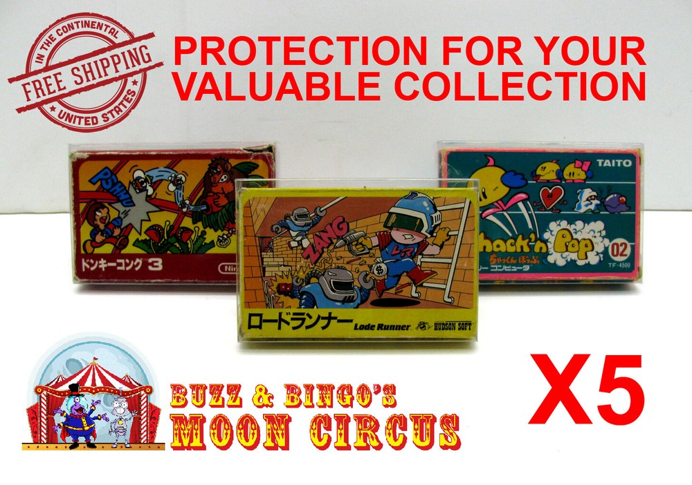 5X NINTENDO FAMICOM SMALL CIB GAME - CLEAR PLASTIC PROTECTIVE BOX - READ!