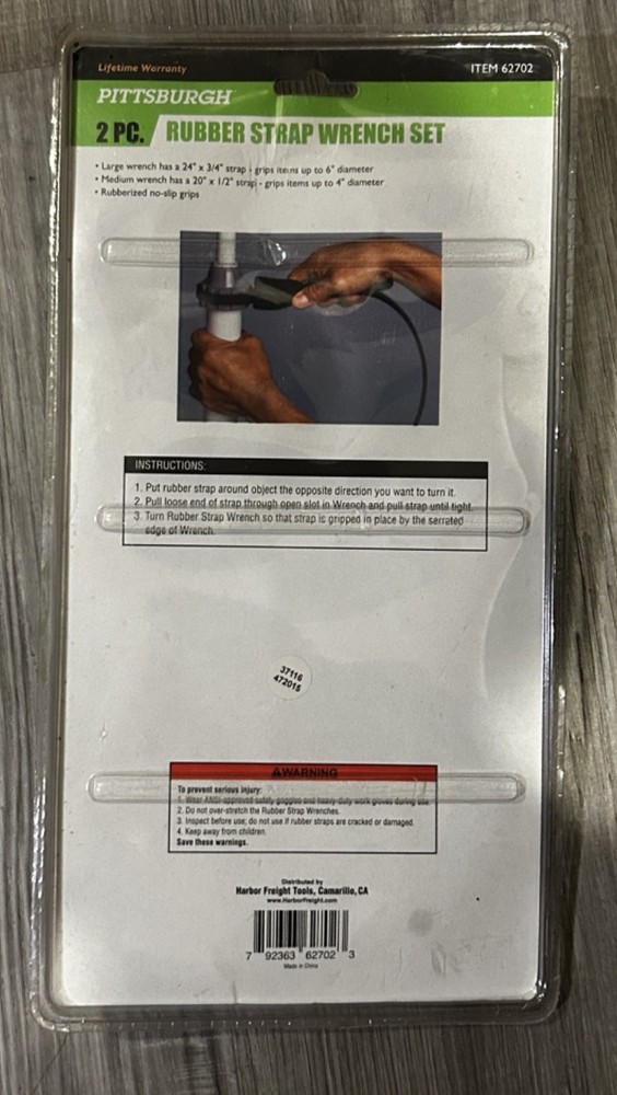 PITTSBURGH Rubber Strap Wrench Set - 2 Piece - New