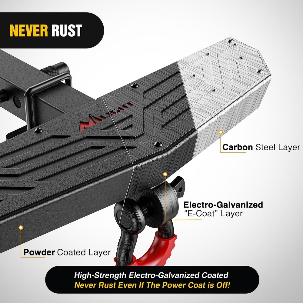 Nilight Hitch Step 2 Inch Receiver Universal Trailer Hitch Step D-Ring Shackle