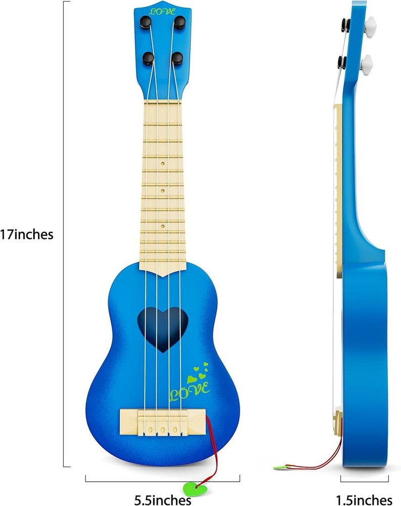 Children's Blue Ukulele - Interactive Learning with 4 Strings & Safe Design