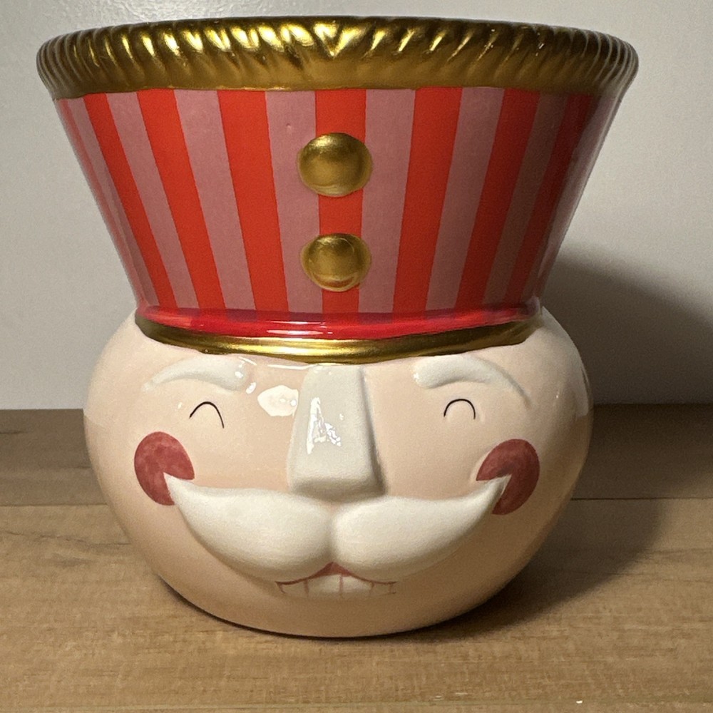 Large Ceramic Nutcracker Head Bowl - Red And Pink - Packed Party - 8”