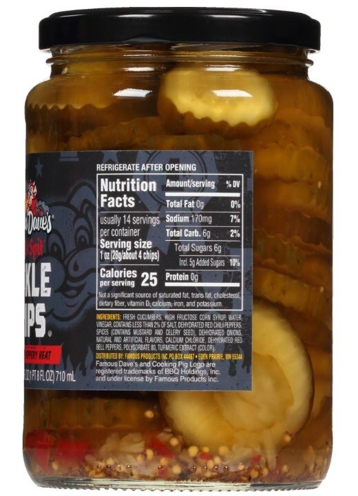 Famous Dave's Devil's Spit Pickle Chips 24 Ounce (2 Jars)