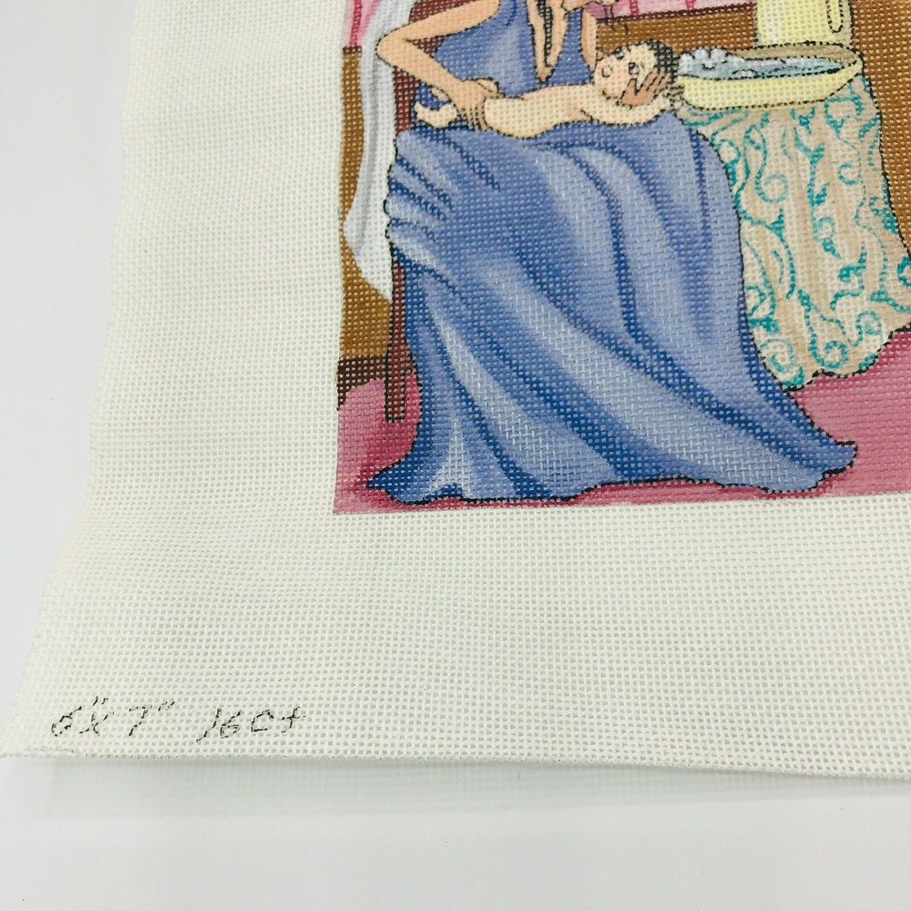Hand Painted Needlepoint Pattern Canvas Victorian Bath Time Jacqueline Mellen
