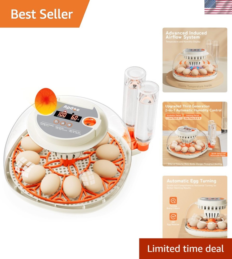 2025 HatchPro 12 Egg Incubator: Precise Temperature, Auto Turner & Easy Clean