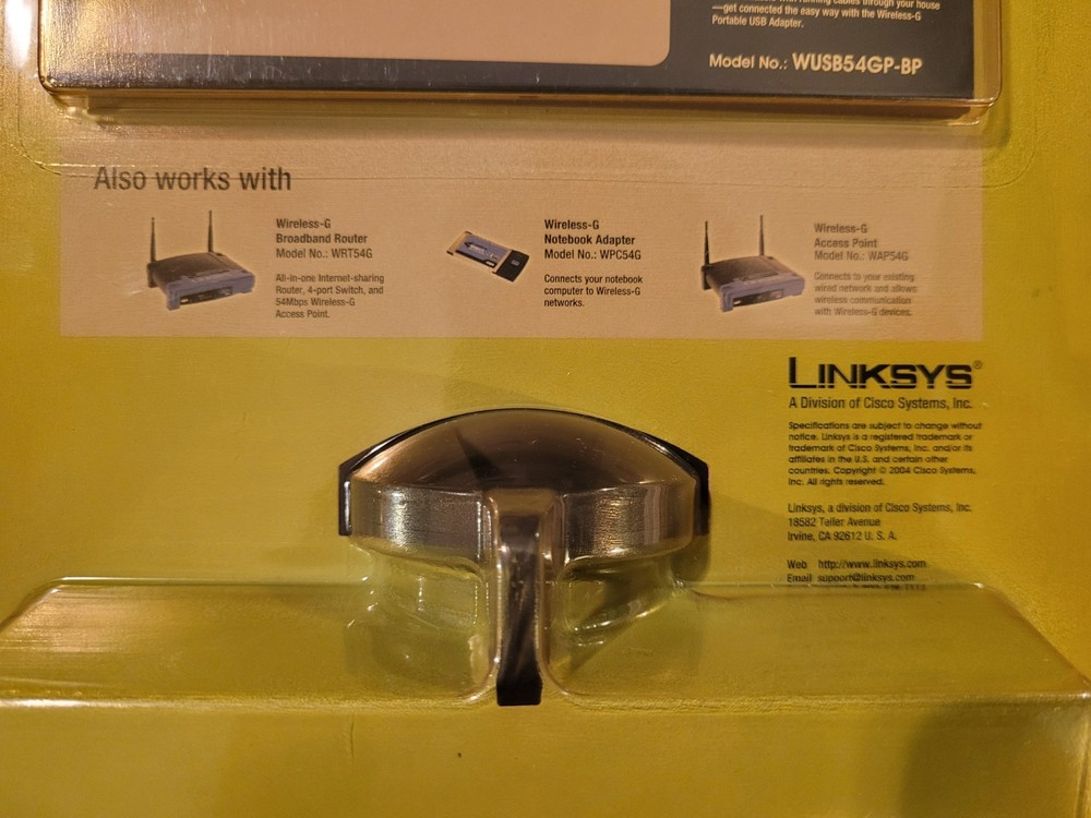 Cisco-Linksys Wireless-G Portable USB Adapter WUSB54GP-BP no tools setup - READ