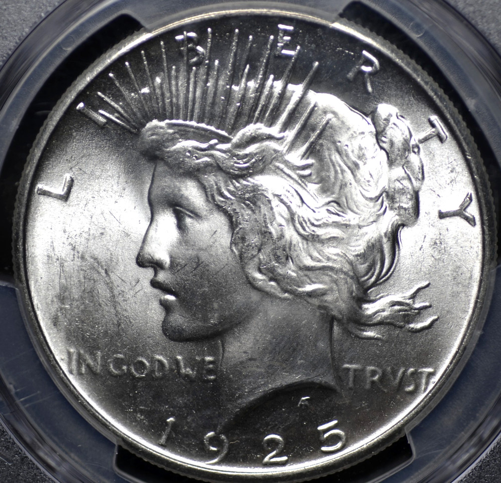 1925 PEACE DOLLAR PCGS MS 63 EXCELLENT STRIKE, LUSTER, AND SURFACE QUALITY FOR