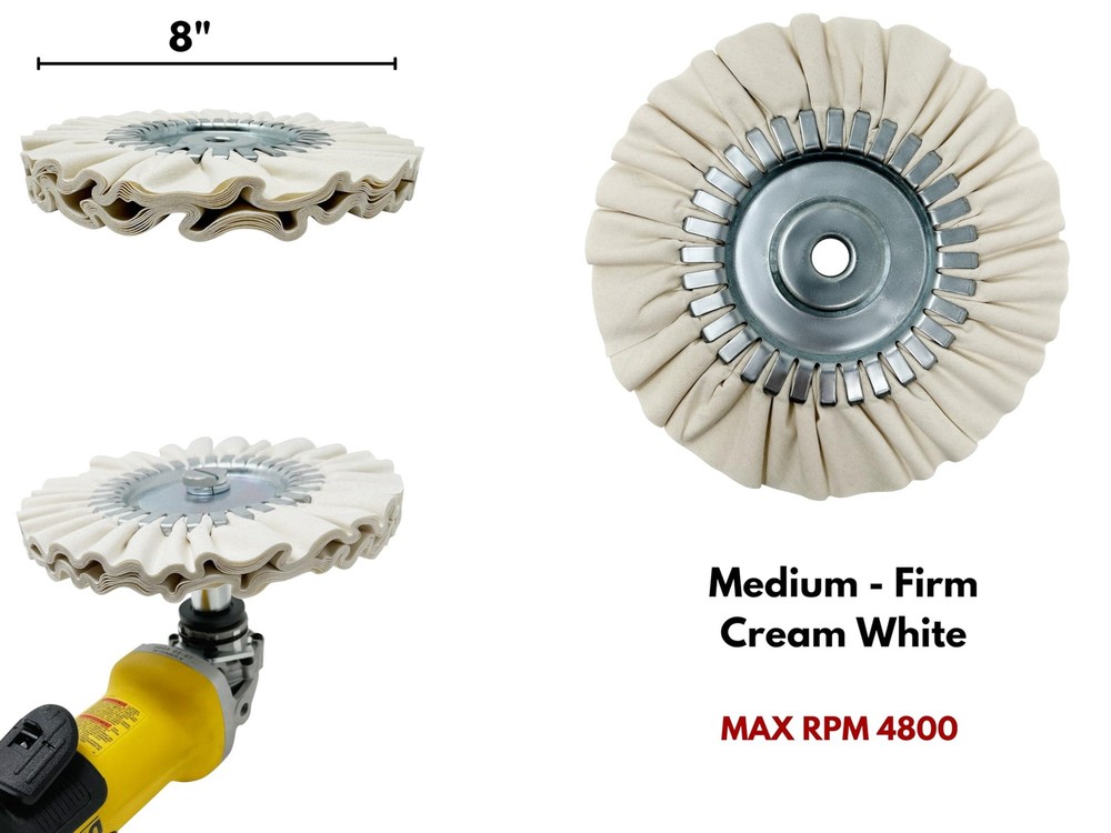 8-inch Airway Buffing Wheel Kit with Three-Step Compound and Angle Grinder Bu...