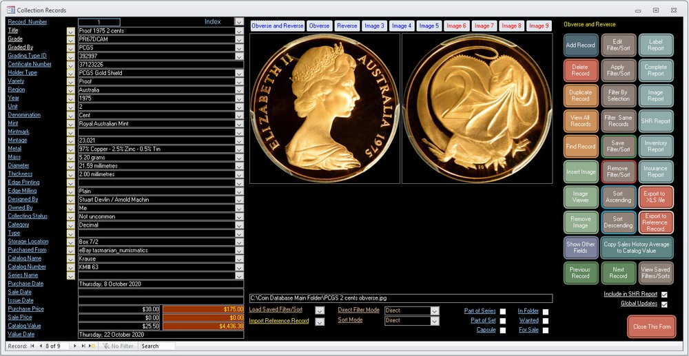 Coin Collector Database Professional Software to suit Windows CDROM
