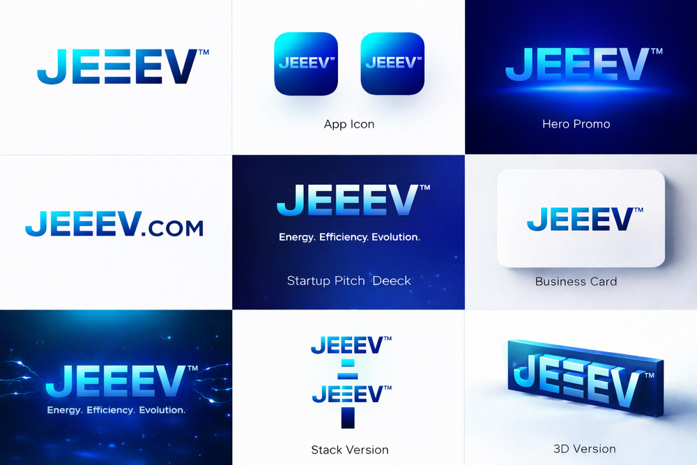 JEEEV.com • Premium 5 Letter .COM Domain Name + Brand Package + Website + Logo