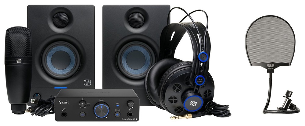 Fender Quantum Complete Interface+Monitors+Mic+Headphones+Cables+Pop Filter