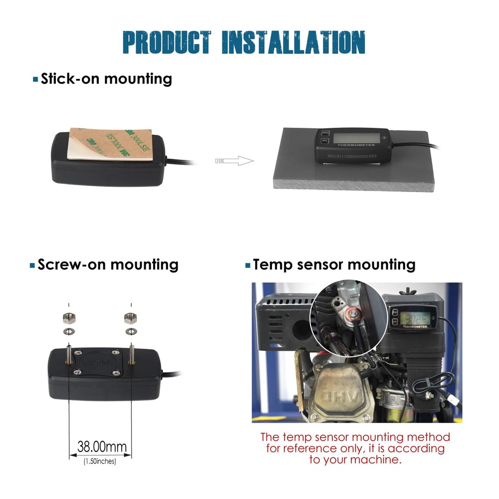 Digital LCD Engine Temperature Display Over Temperature Warning Green Backlight...