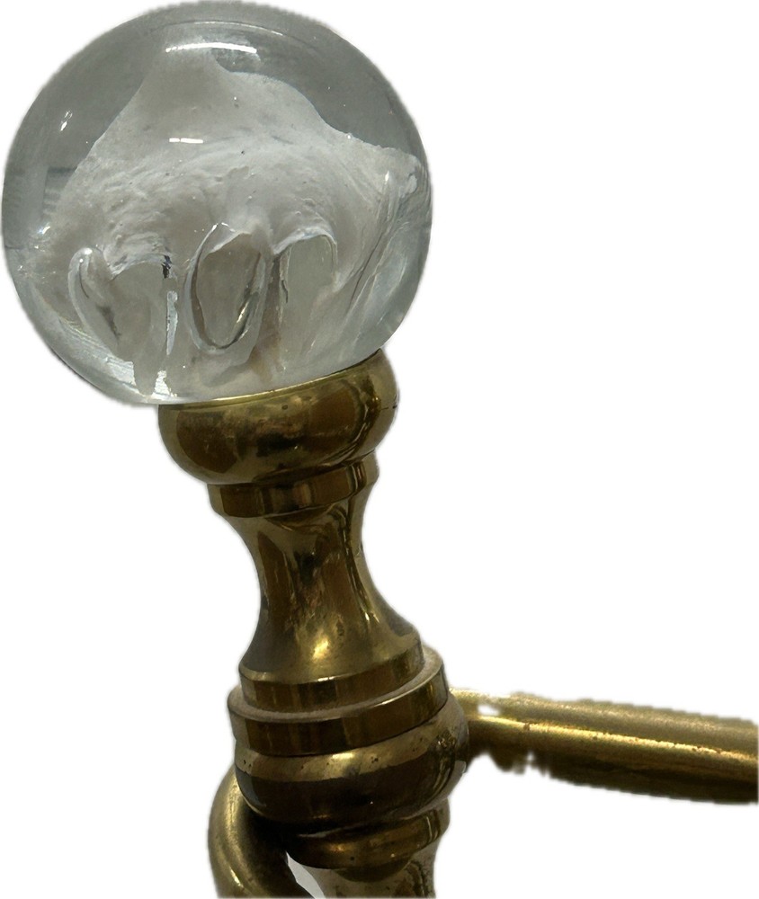 Mid Century St. Clair Glass And Brass Fireplace Tool Set