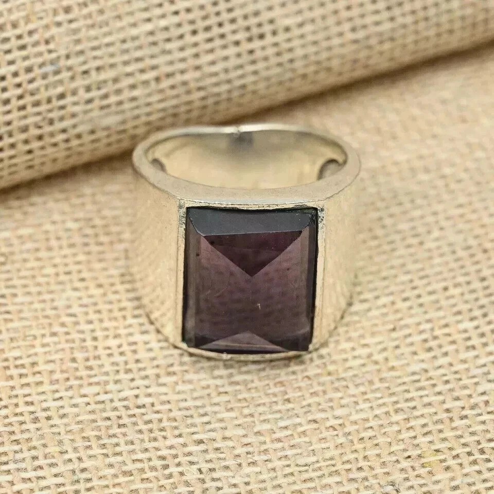 Amethyst Ring, Solid 925 Sterling Silver Engagement Men's Ring,  All Size M1926