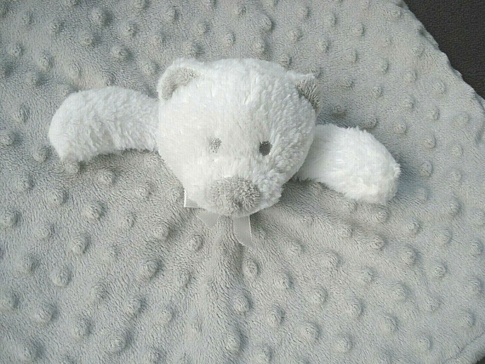 Blankets & Beyond Gray White Minky Dot Teddy Bear Security Blanket