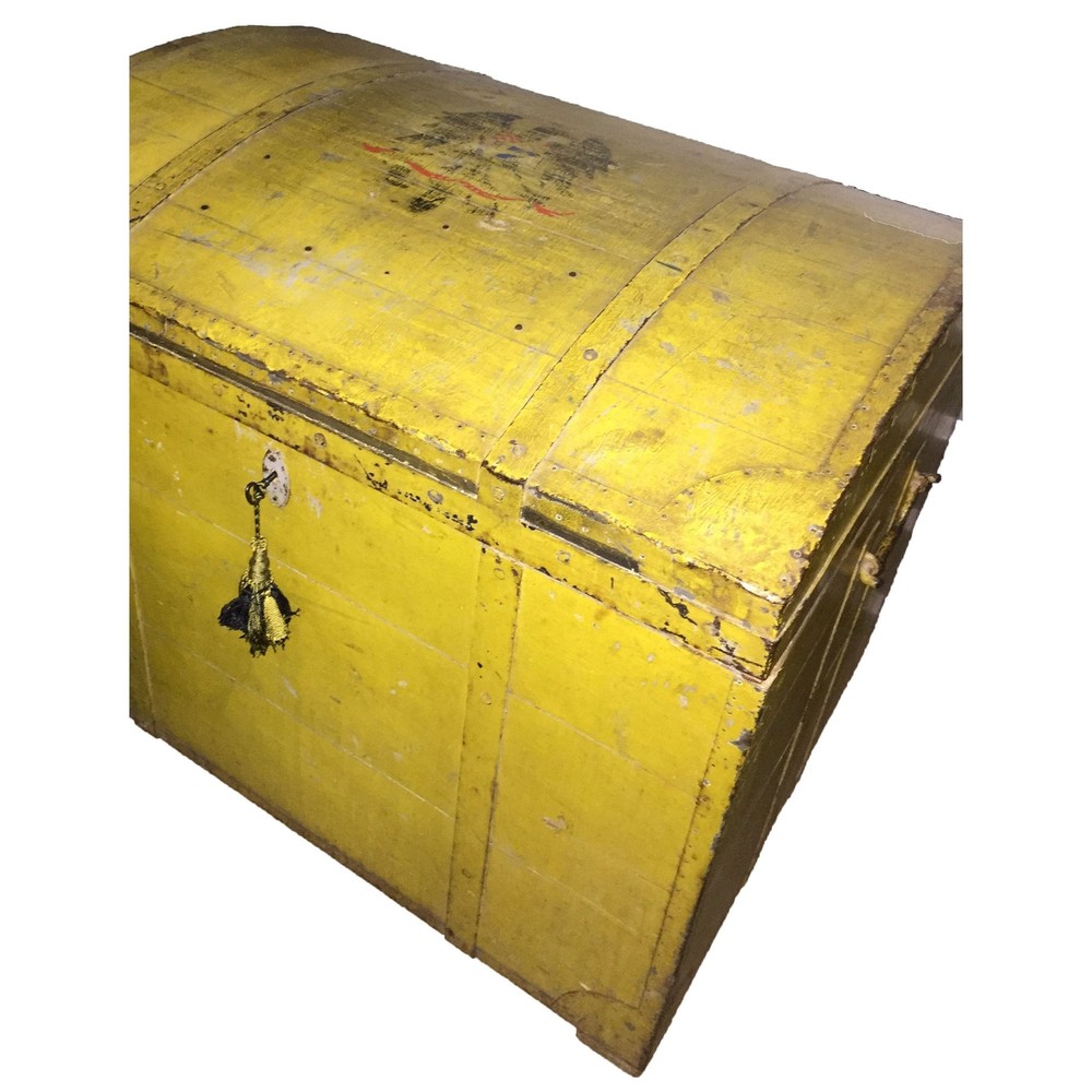 19th Century Painted Dome Top Blanket Chest | Trunk