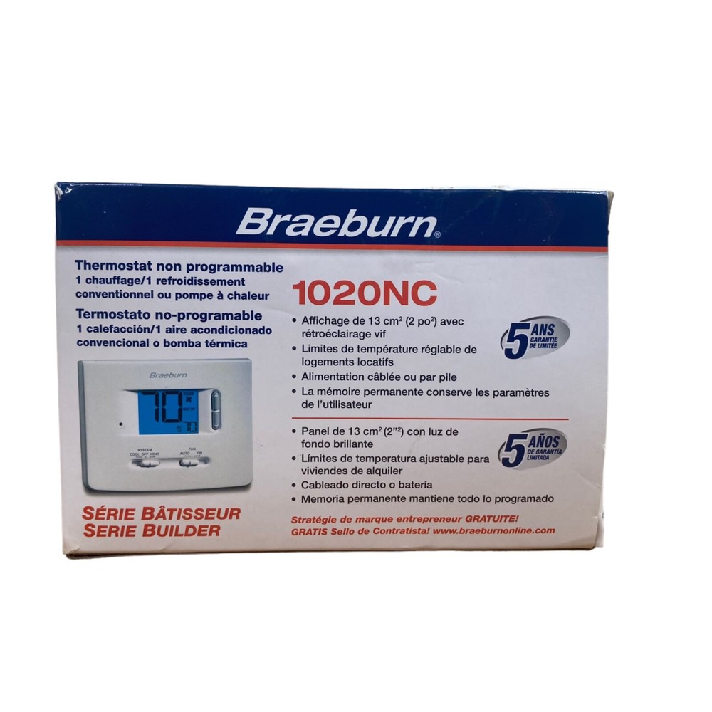 Braeburn 1220NC Digital Non-Programmable Thermostat - White