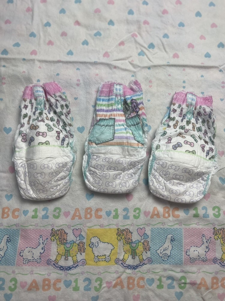 Vintage Hello Kitty Easy-Ups Pull-Ups Diapers- 3 Pack Discreet Ship- *Very Rare*