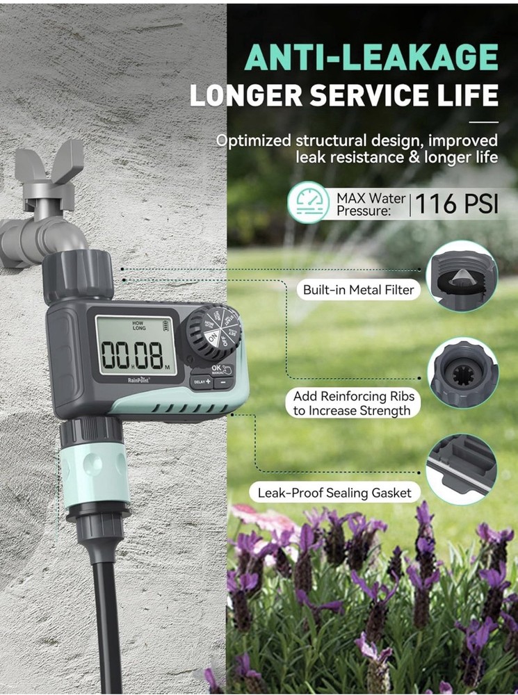 RAINPOINT Sprinkler Timer, Programmable Water Timer for Garden Hose,