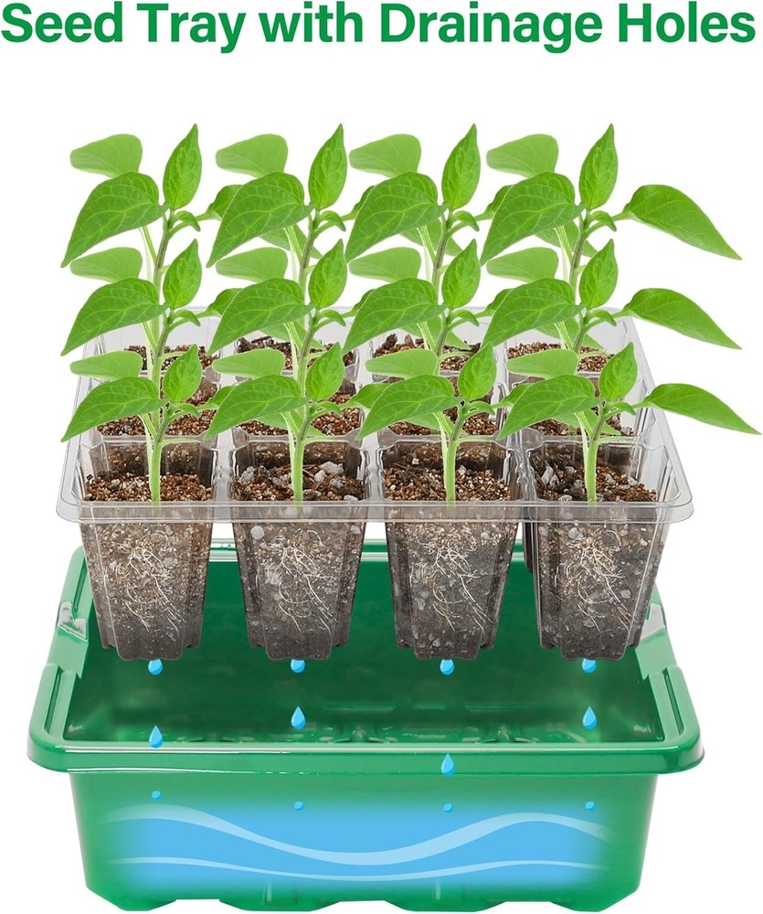 Complete Seedling Starter Kit: 5 Trays with Adjustable Humidity Domes & Light