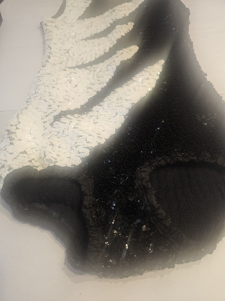 Black And White Sequin Unitard Jazz Dance Small/Medium