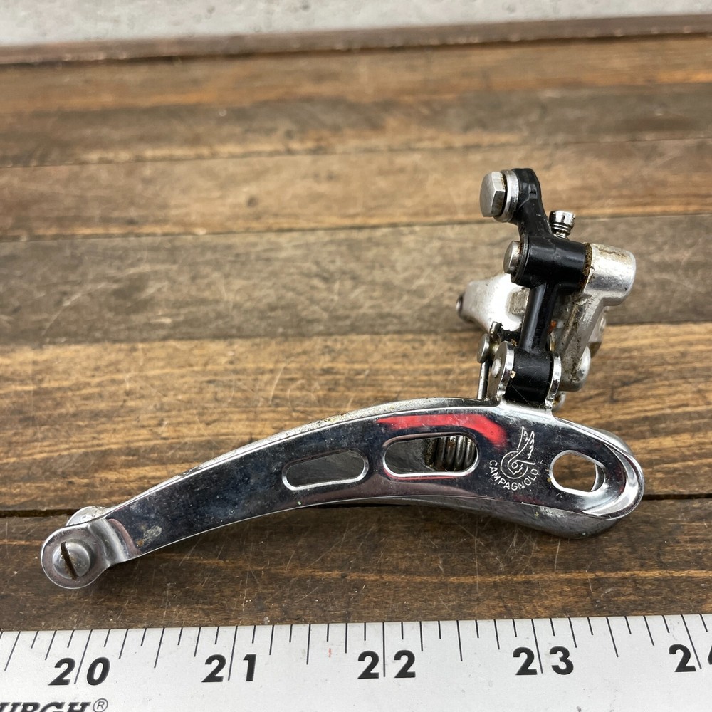 Vintage Campagnolo Super Record Front Derailleur 3 Hole Clamp   Bottom Pull Wing