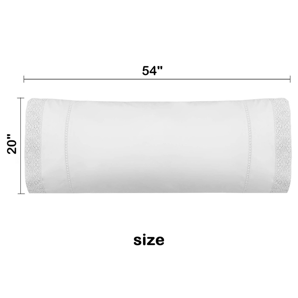 100% Lace Pillow Sham, 20x54" White Envelope Closure White