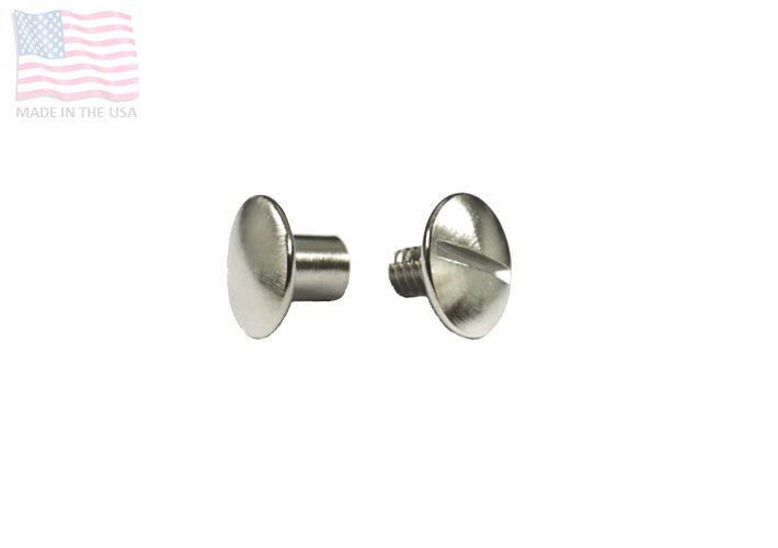 1/4" 6.3mm Chicago Screws & Post w/ Solid Head, Nickel Plate, Saddle,10 Sets