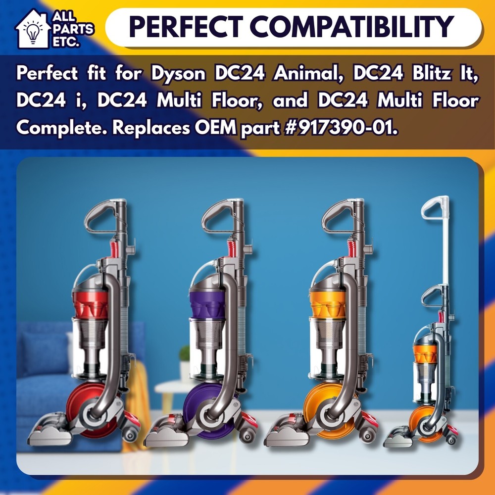 4-Pack Replacement Kit for Dyson DC24 – Brush Roll Bar, End Cap & 2 Filter
