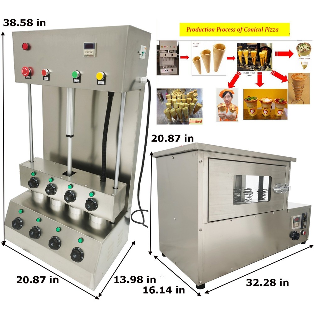 110V Electric Pizza Cone Forming Machine+Automatic Rotational Pizza Oven