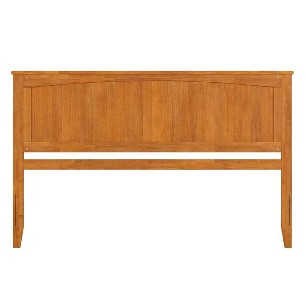 Pemberly Row King Coastal Solid Wood Panel Headboard in Light Toffee